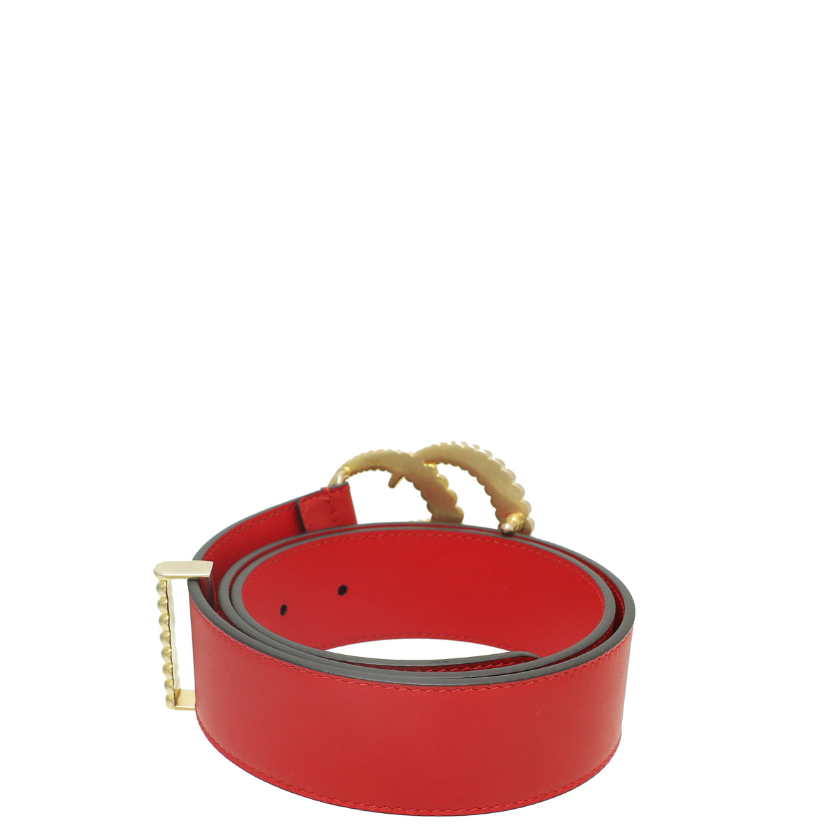 Gucci Red GG Torchon Buckle 40mm Belt 32