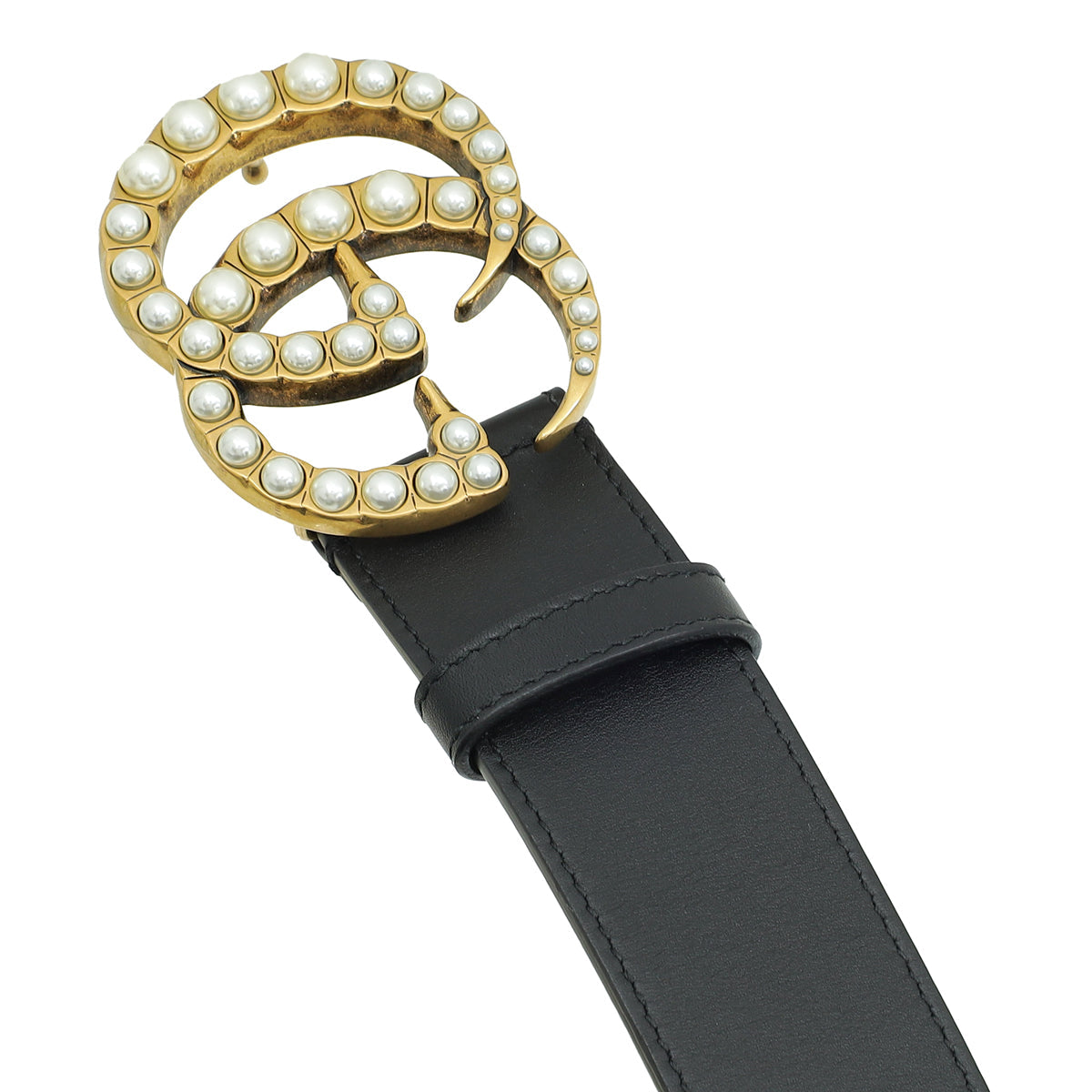 Gucci Black GG Pearl Buckle Belt 38