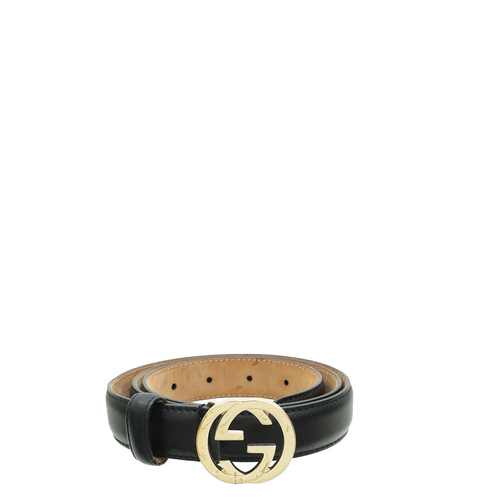 Gucci Black Interlocking G Buckle 25mm Belt 34