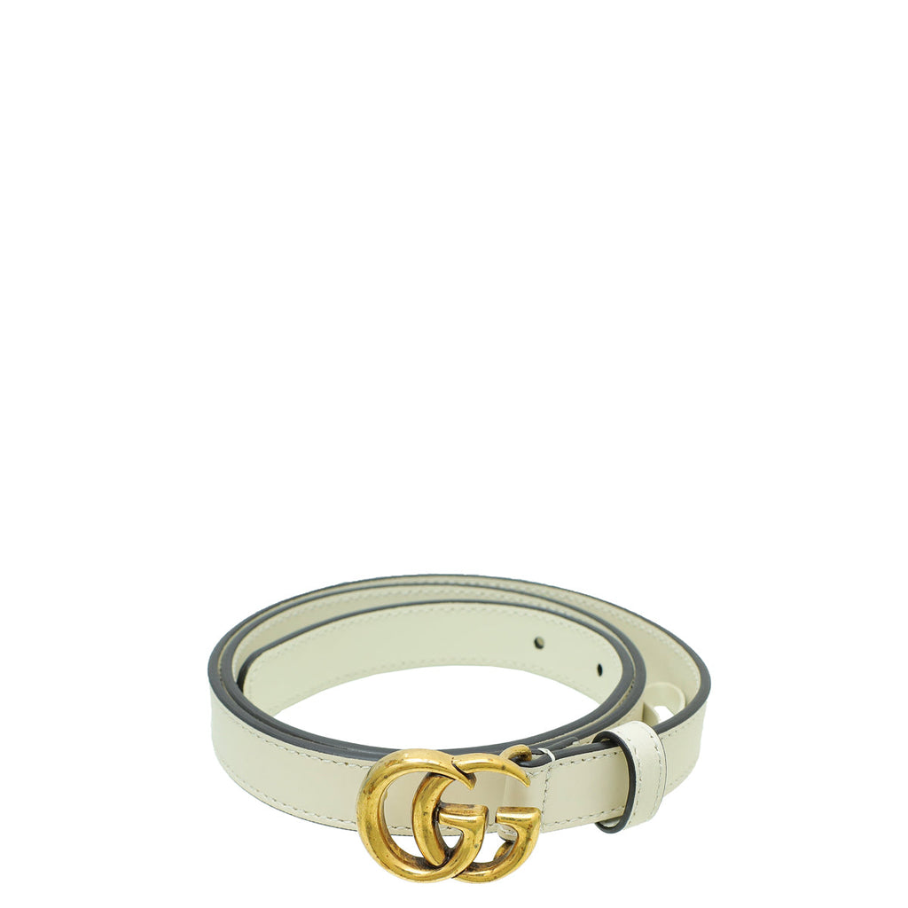 Gucci White Double G Buckle 20mm Belt 32
