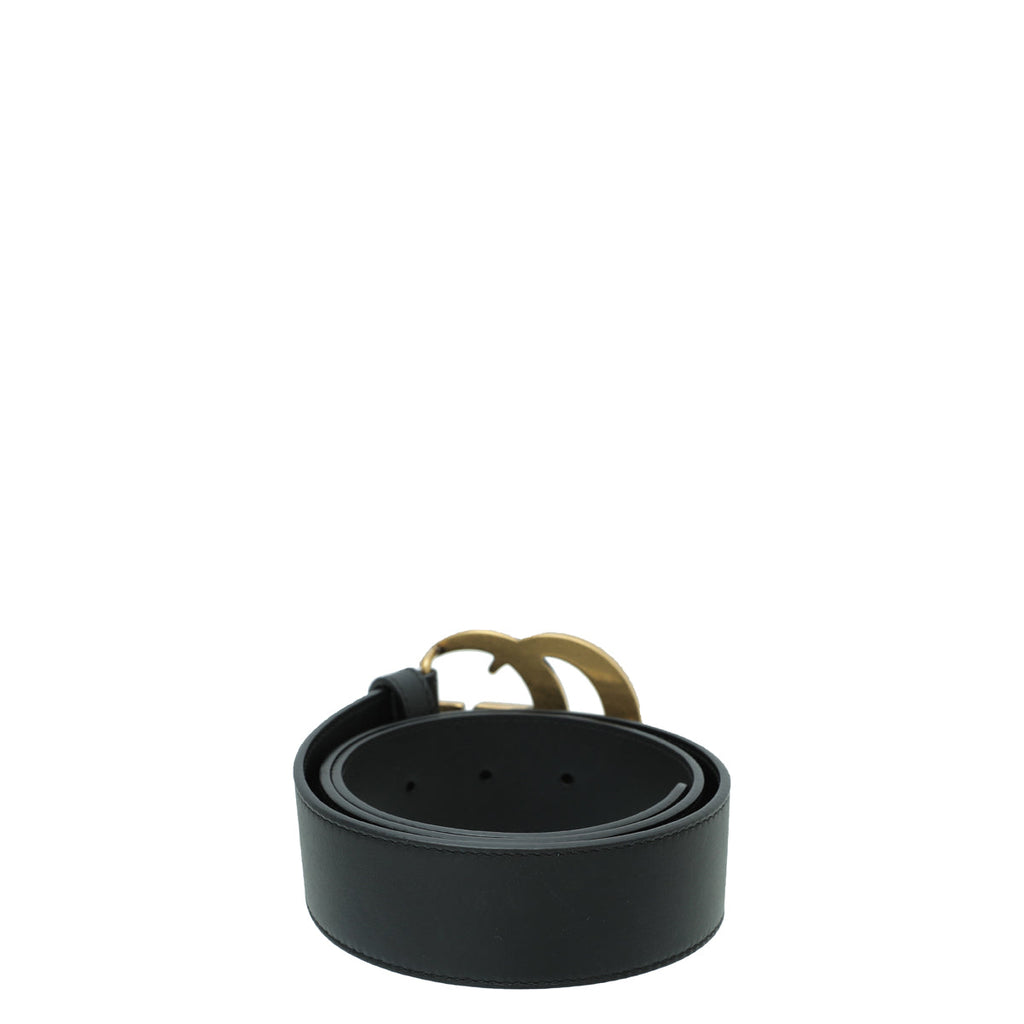 Gucci Black Double G Buckle 2015 Re-Edition Wide Belt 30