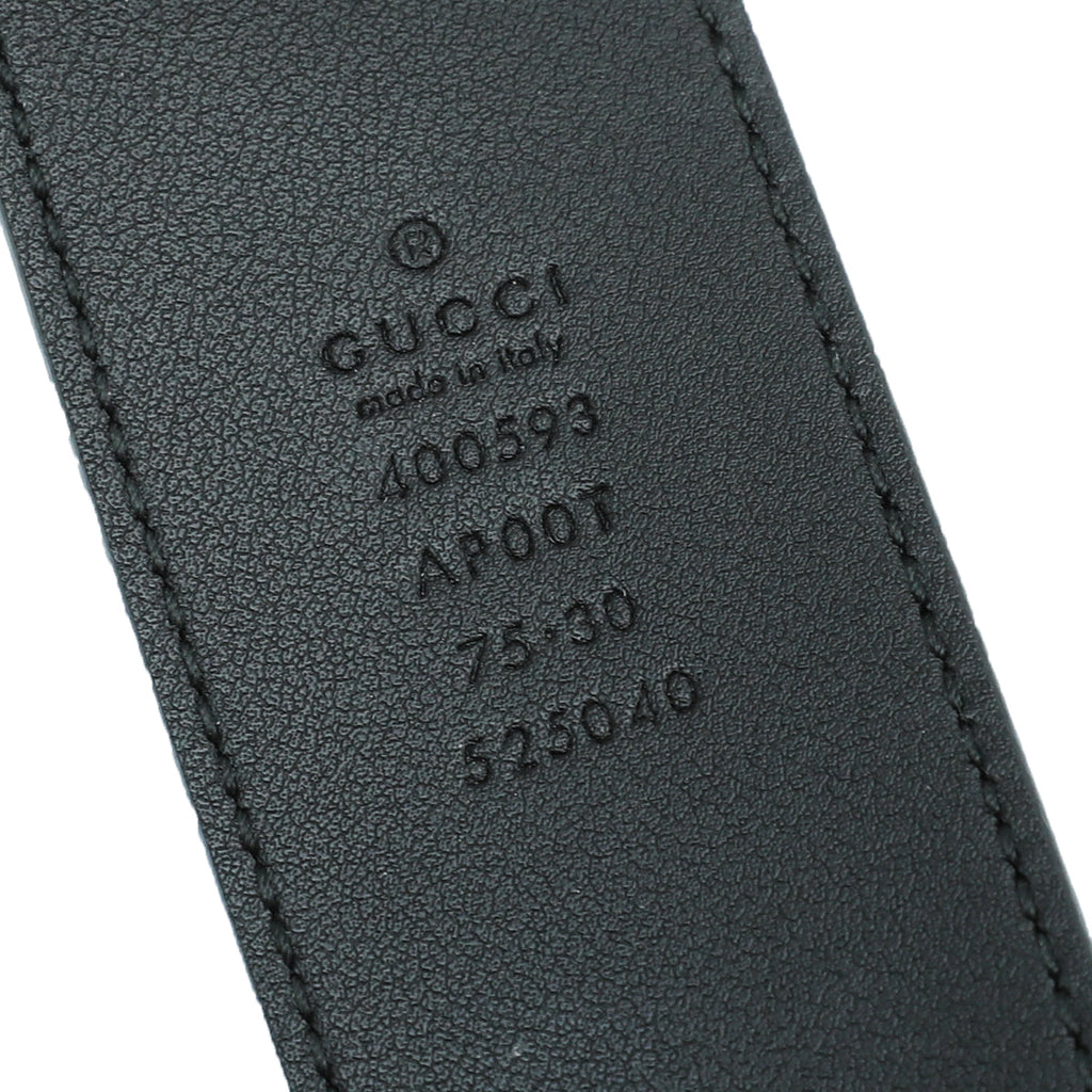 Gucci Black Double G Buckle 2015 Re-Edition Wide Belt 30