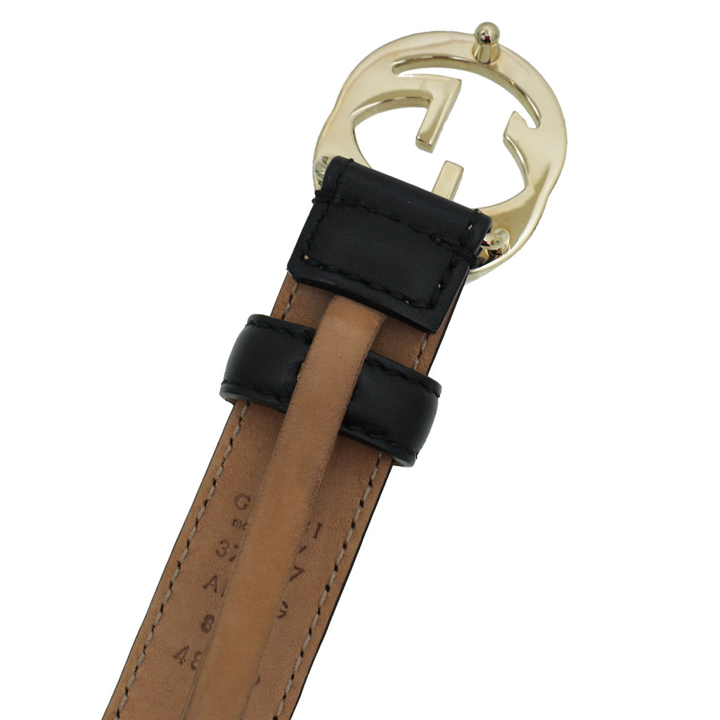Gucci Black Interlocking G Buckle 25mm Belt 32