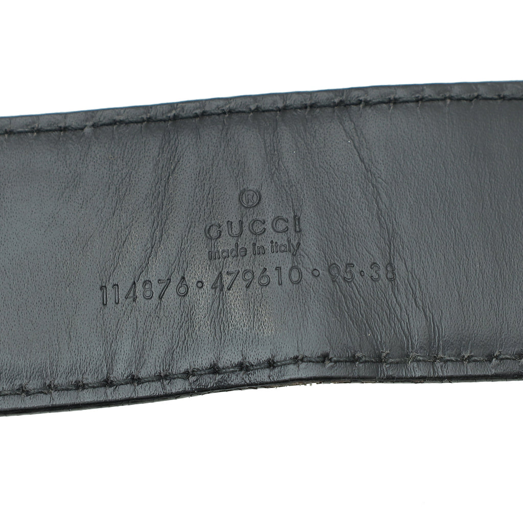 Gucci Black Guccissima Interlocking G Buckle Belt 38
