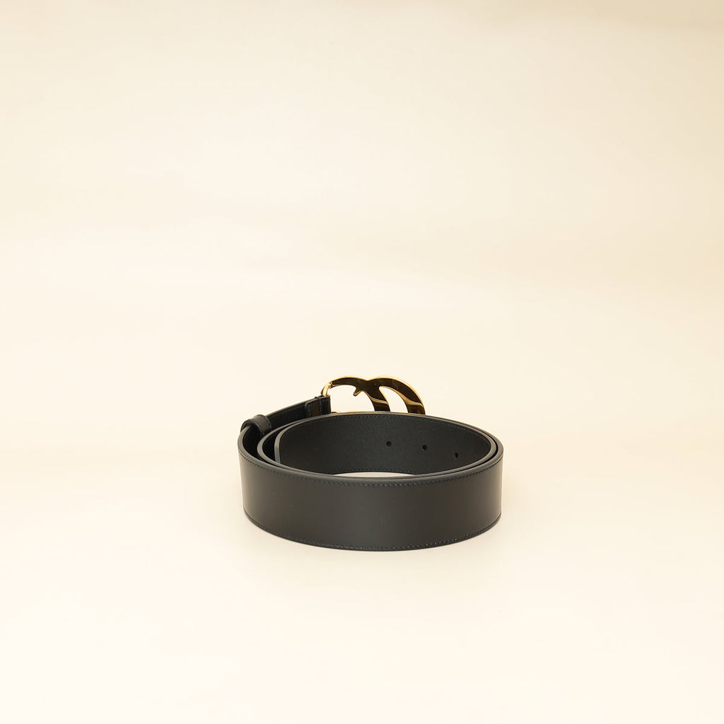 Gucci Black GG Marmont Wide Belt 34
