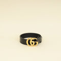 Gucci Black GG Marmont Wide Belt W/ Shiny Buckle 32