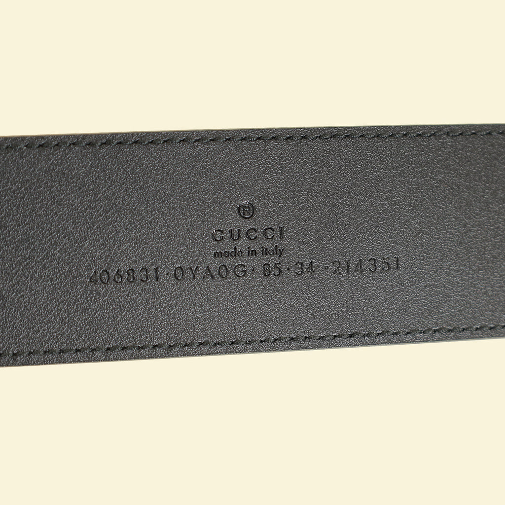 Gucci Black GG Marmont Wide Belt W/ Shiny Buckle 34