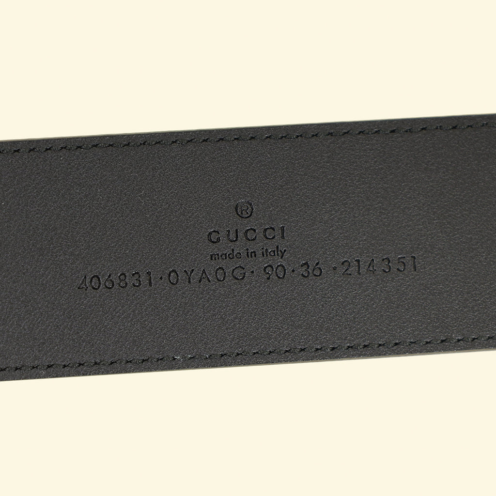 Gucci Black GG Marmont Wide Belt W/ Shiny Buckle 36