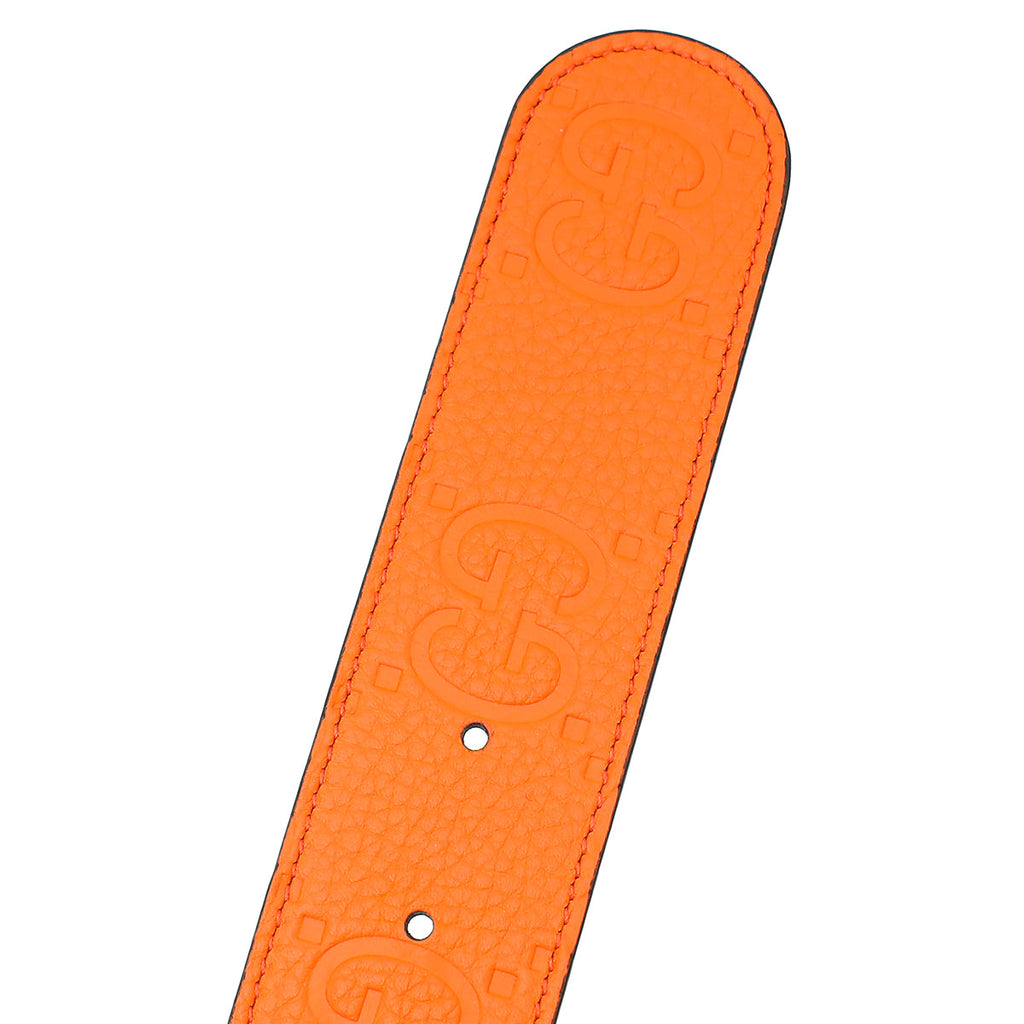 Gucci Orange GG Embossed Blondie Wide Belt 32