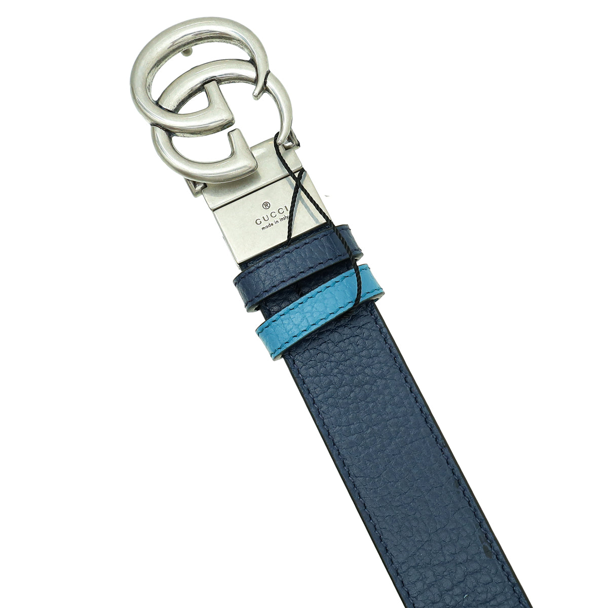 Gucci Bicolor GG Marmont Buckle Reversible Thin Belt 32