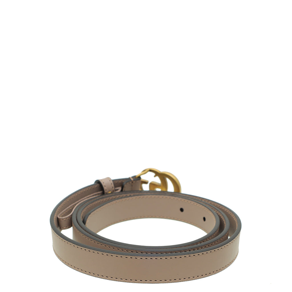 Gucci Dusty Pink Double G Buckle Slim 20mm Belt 40
