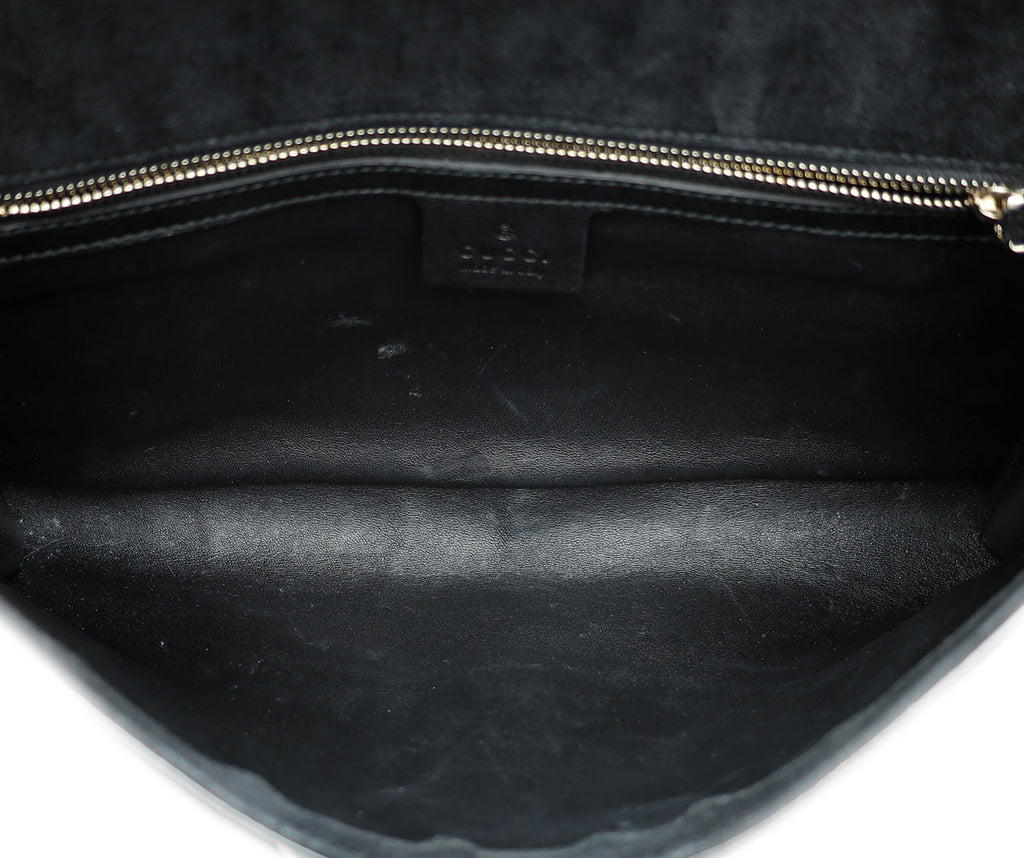 Gucci Black GG Microguccissima Medium Broadway Clutch