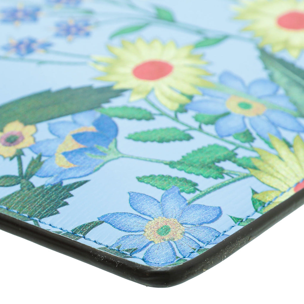 Gucci Blue Multicolor Bamboo New Flora Zip Pouch