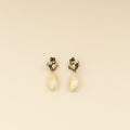Gucci Aged Gold Finish GG Crystal Pearl Drop Bee Earrings