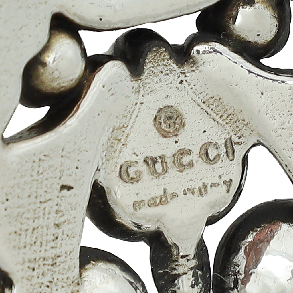 Gucci Silver Crystal Drop Clip On Earrings
