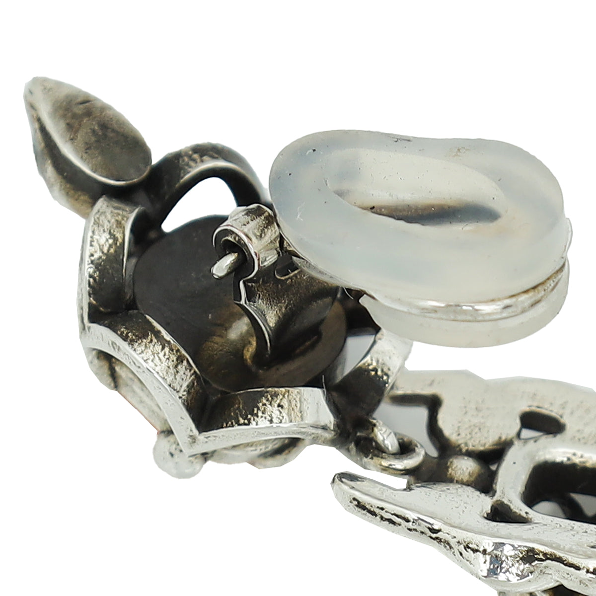 Gucci Silver Crystal Drop Clip On Earrings