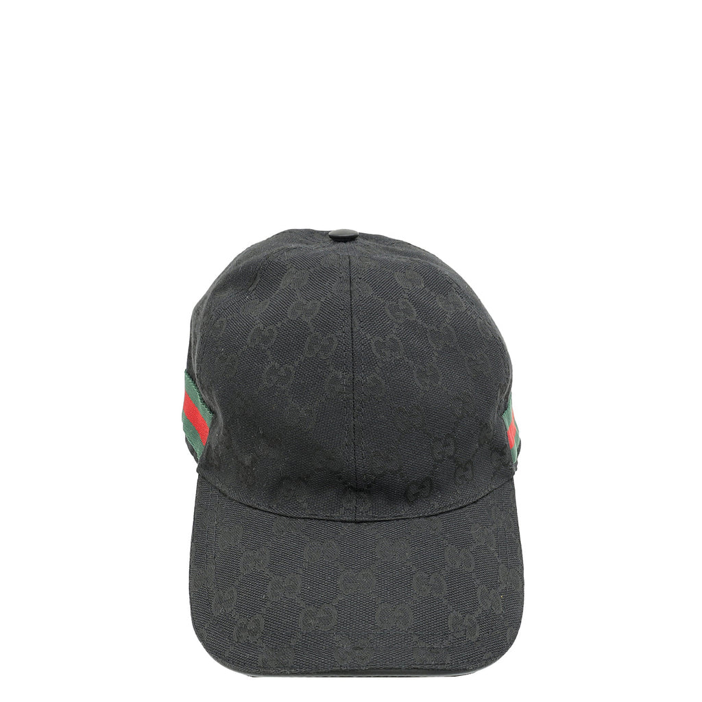 Gucci Black GG Web Baseball Hat