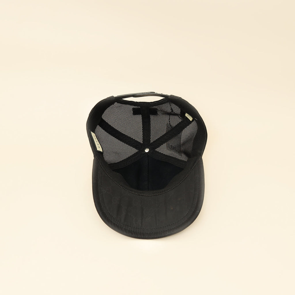 Gucci Black GG Nylon Net Medium Baseball Hat