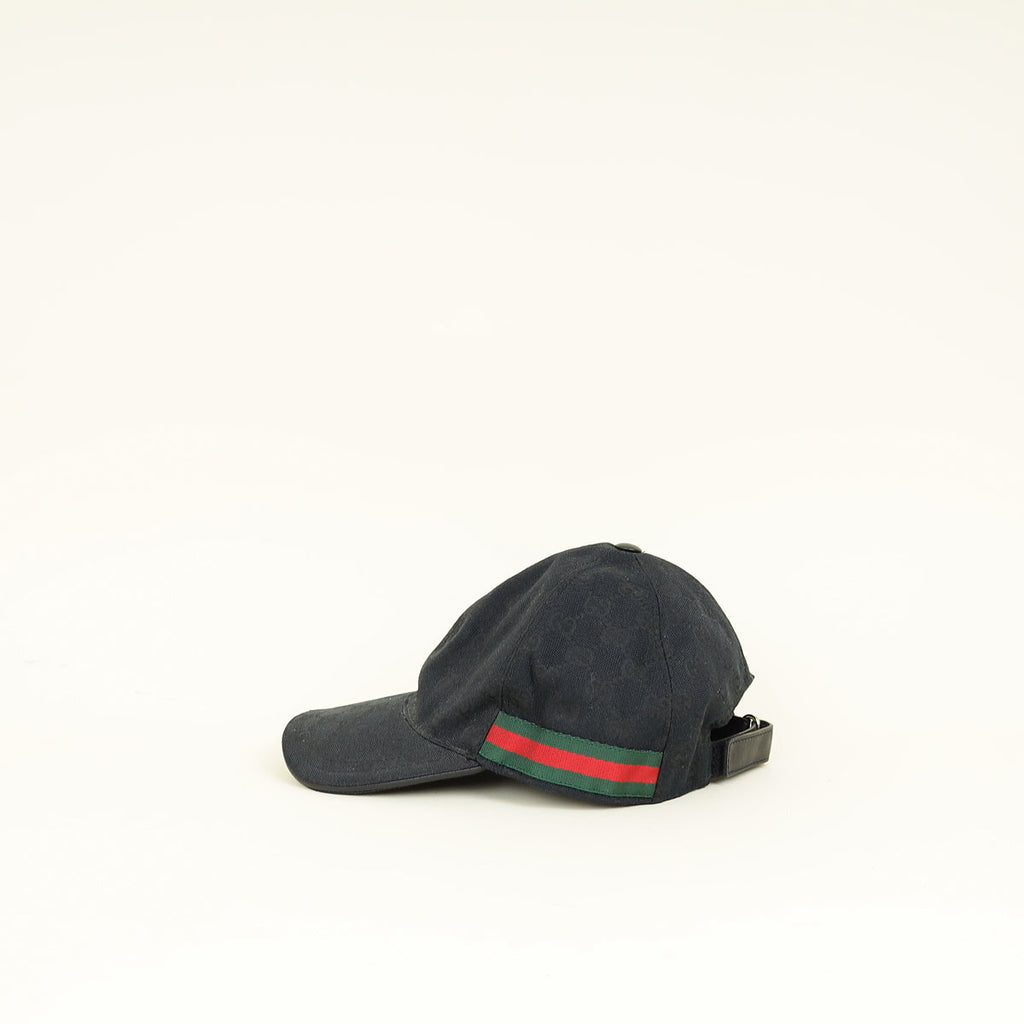 Gucci Black GG Web Baseball Hat
