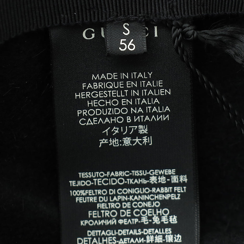 Gucci Black Feline Head Wide Brim Hat