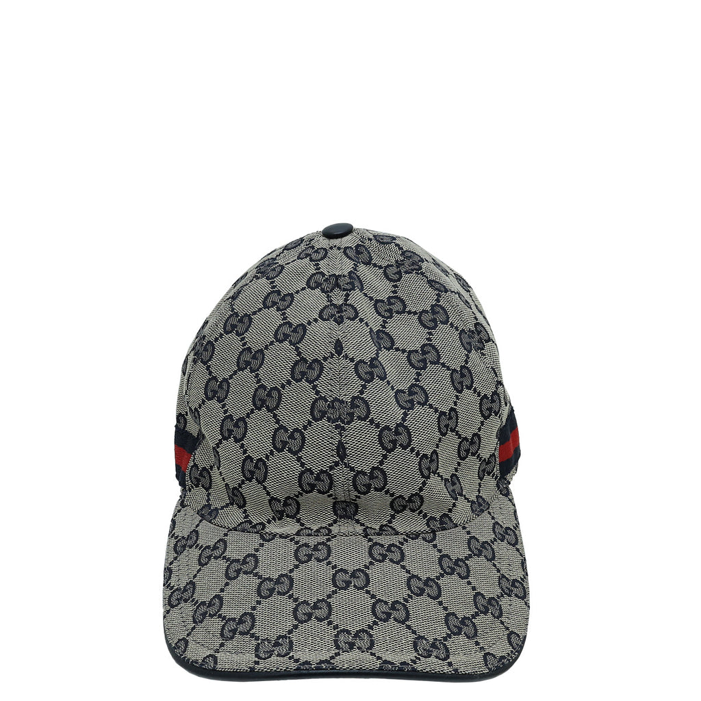 Gucci Navy Blue GG Web Large Baseball Hat