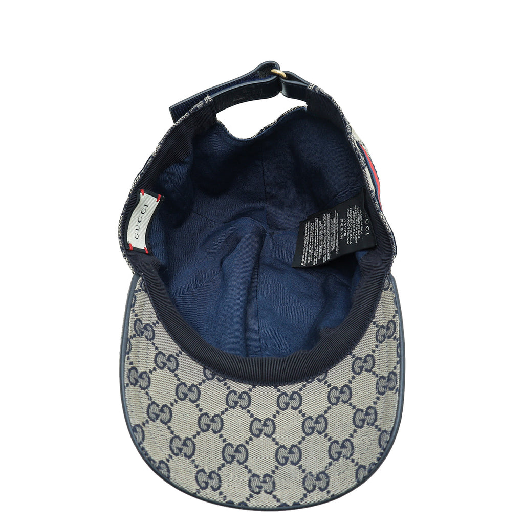 Gucci Navy Blue GG Web Large Baseball Hat