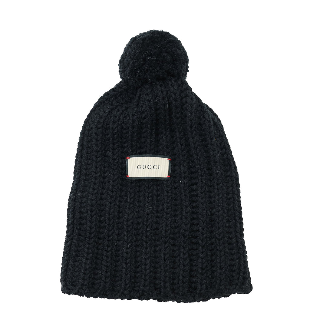 Gucci Black Pom Pom Beanie Small Hat