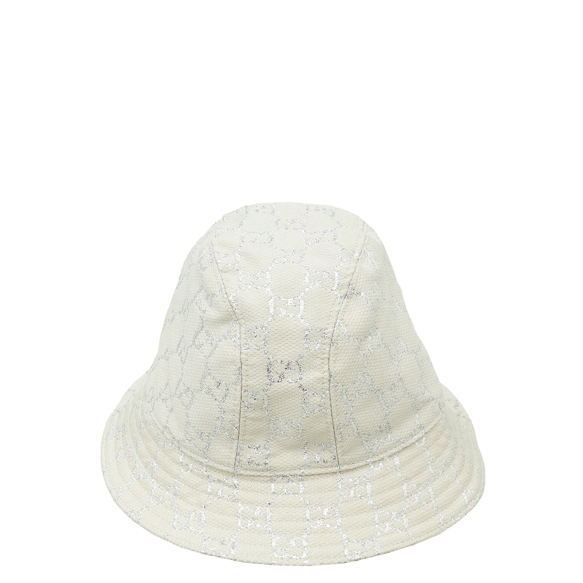 Gucci Metallic Light Grey GG Lame Rush Bucket Large Hat