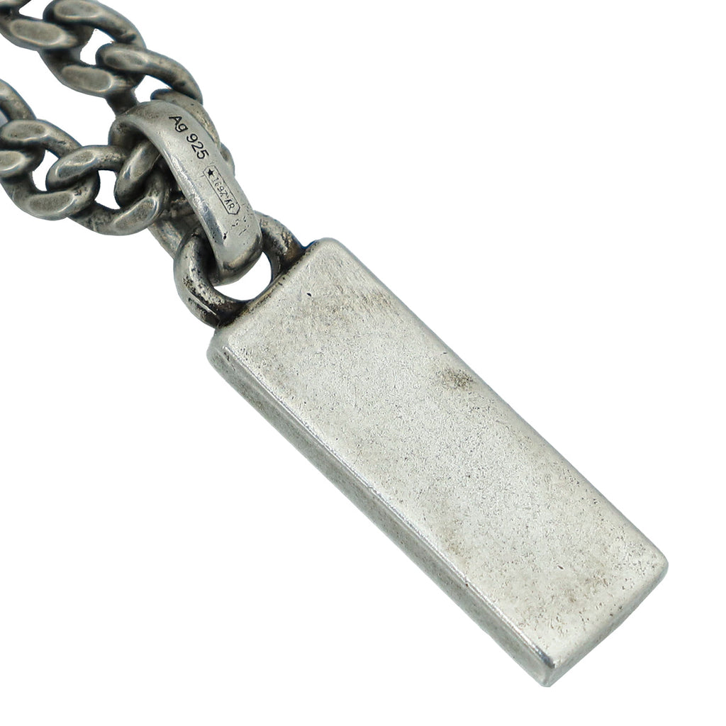 Gucci Silver Logo Enamel Pendant Necklace