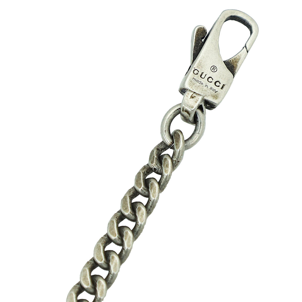Gucci Silver Logo Enamel Pendant Necklace