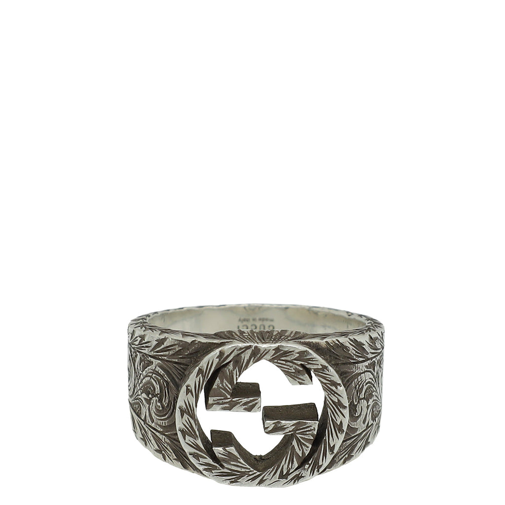 Gucci Sterling Silver Interlocking G Men's Ring 22
