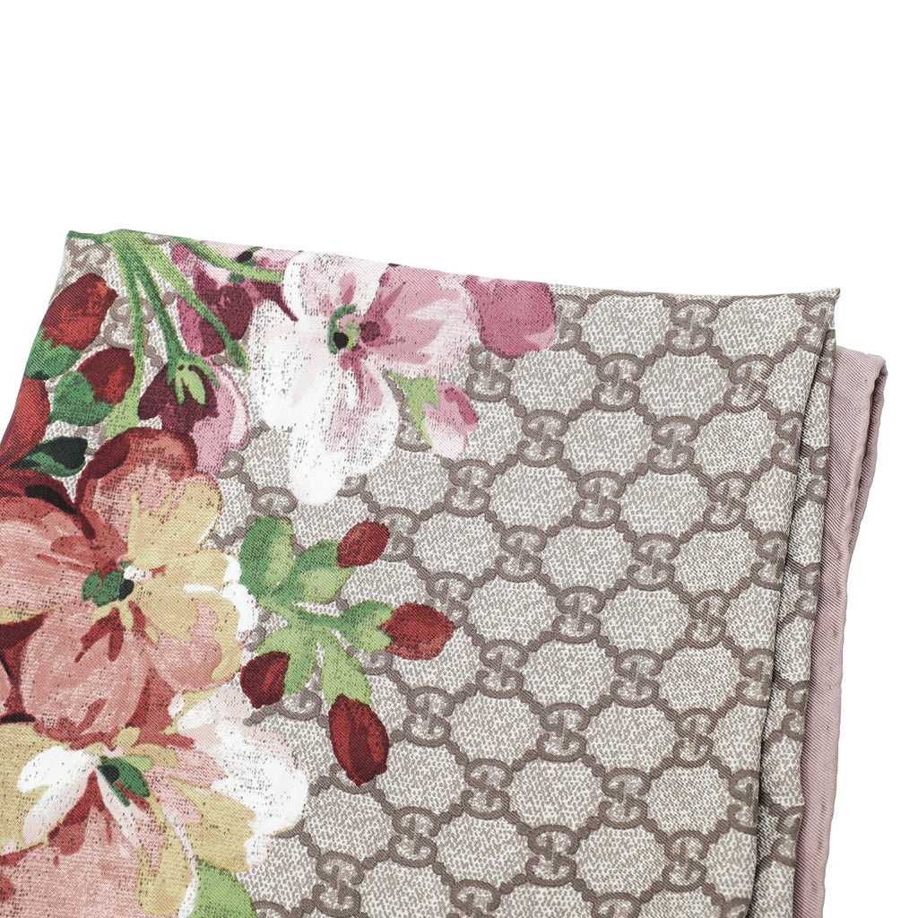 Gucci Antique Rose Multicolor GG Blooms Print Silk Scarf
