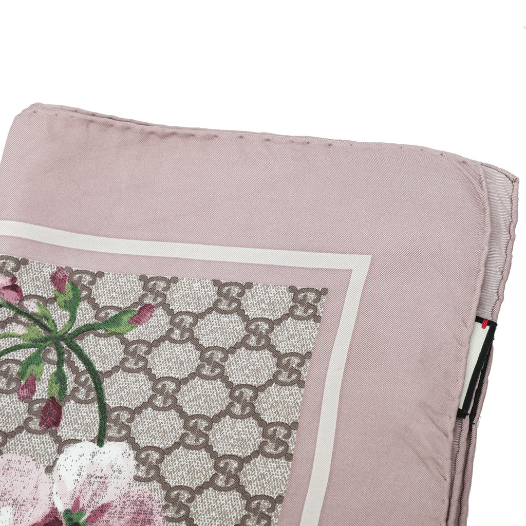 Gucci Antique Rose Multicolor GG Blooms Print Silk Scarf