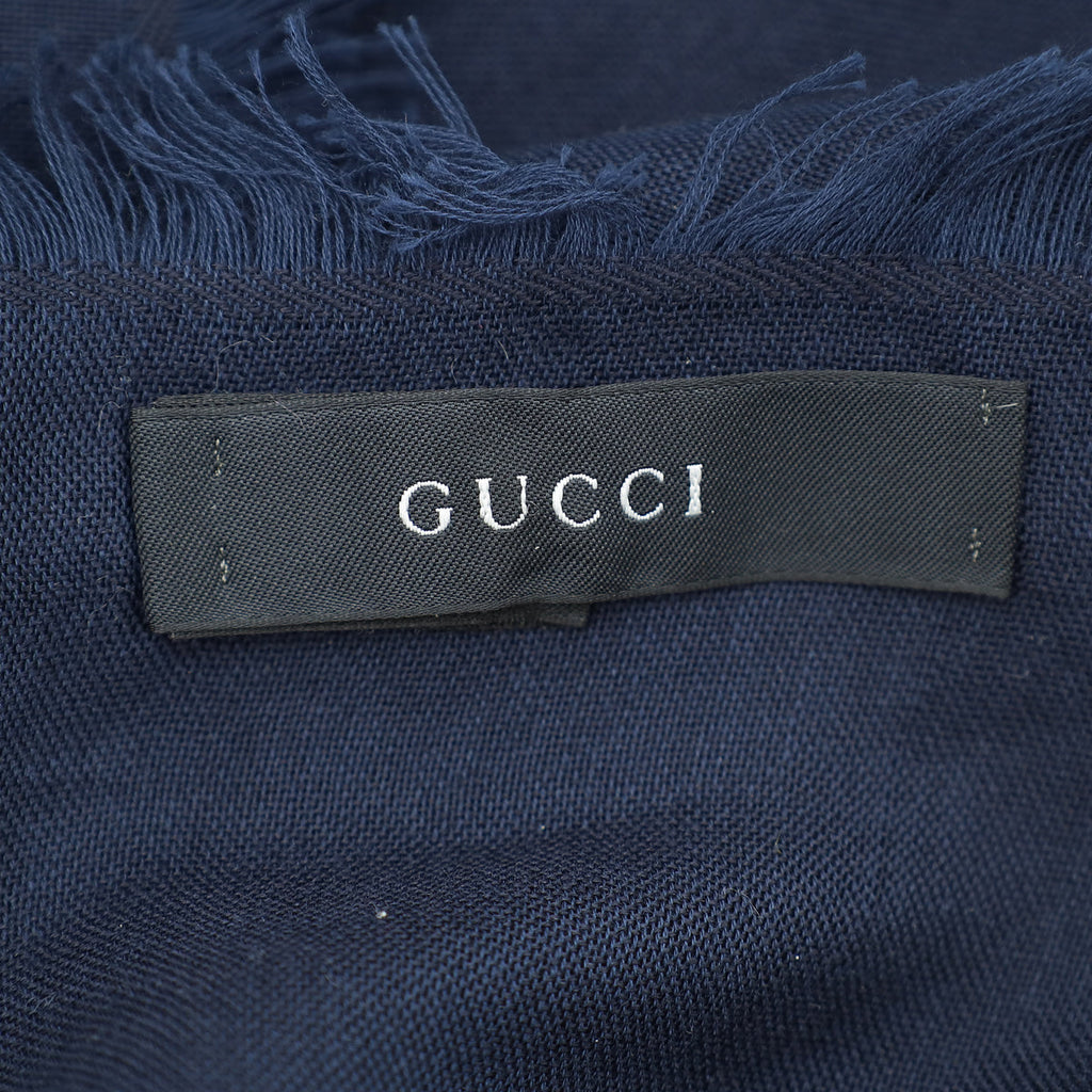 Gucci Bicolor Silk/Cotton GG Patterned Muffler Scarf