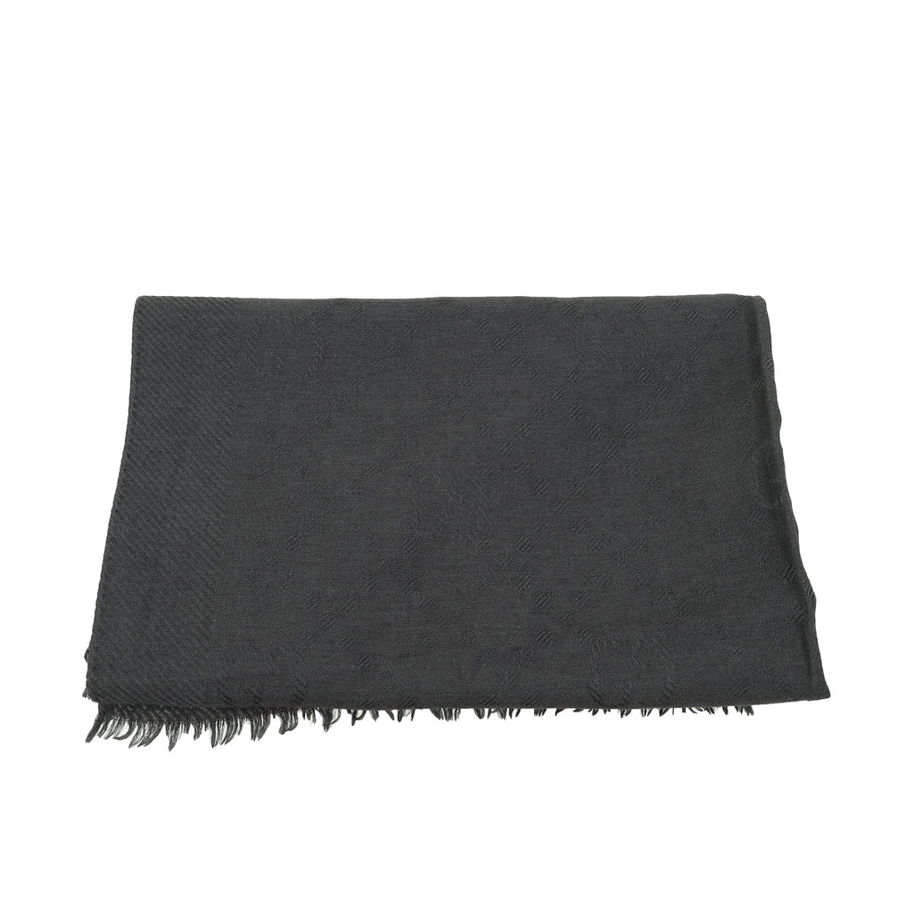 Gucci Black Interlocking G Wool Silk Scarf