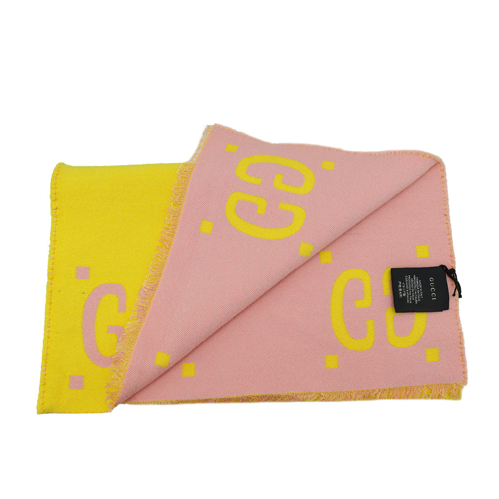 Gucci Bicolor GG Jacquard Wool Silk Scarf