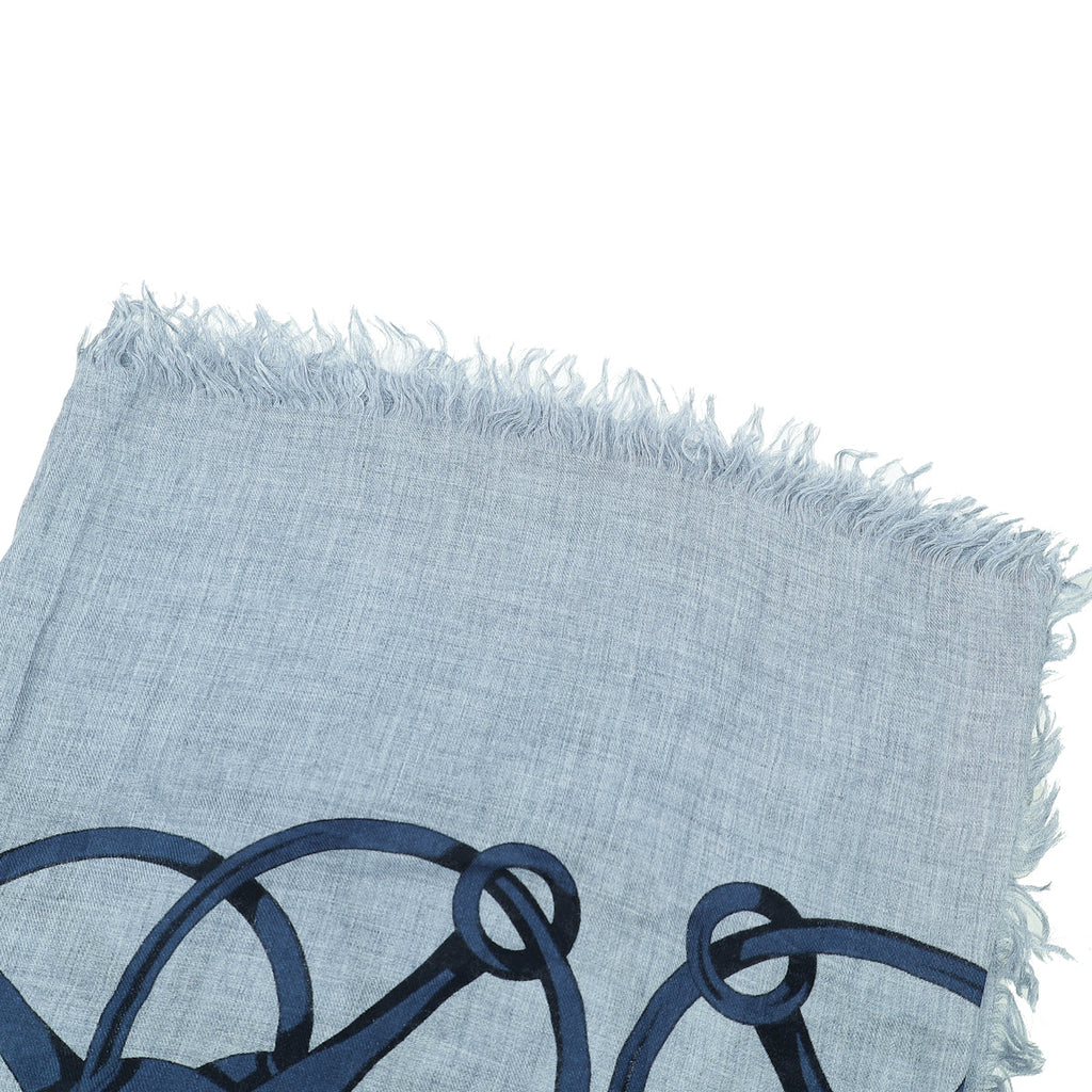 Gucci Bicolor Cross Horsebit Print Fringe Scarf