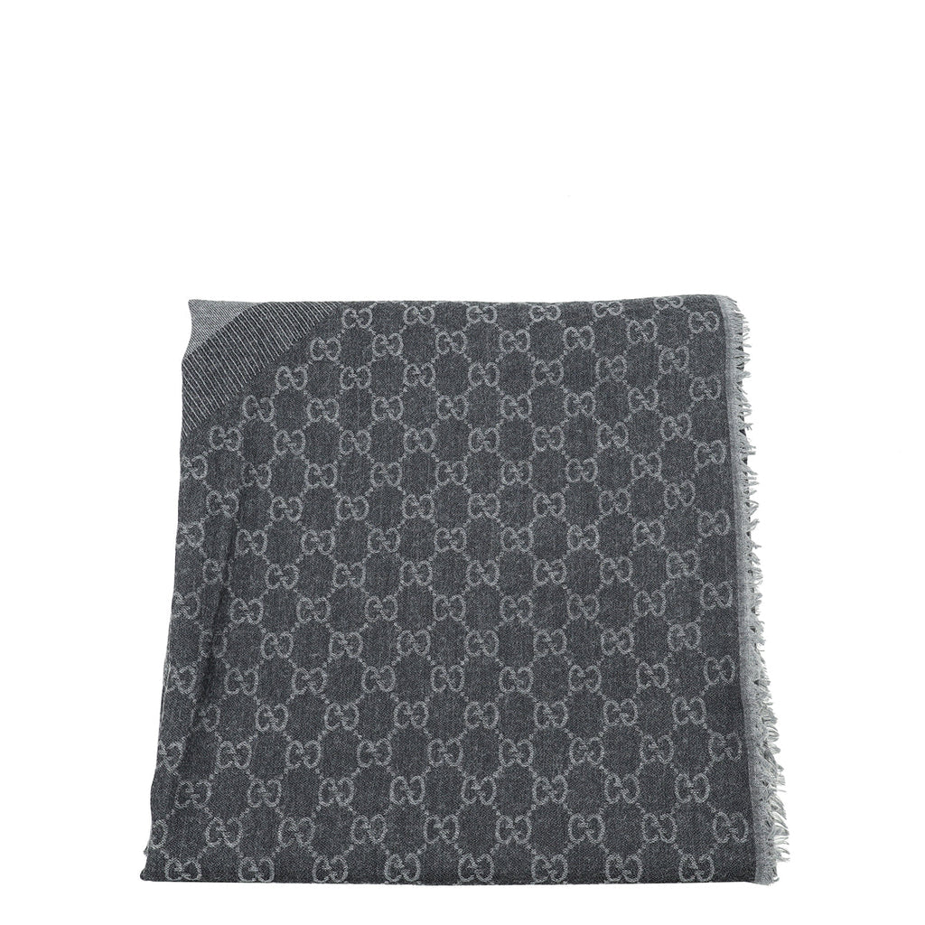 Gucci Grey GG Wool Jacquard Shawl