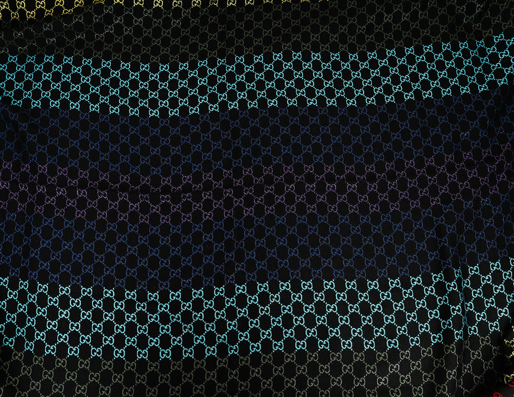 Gucci Black Multicolor Rainbow GG Wool Lane Scarf 130