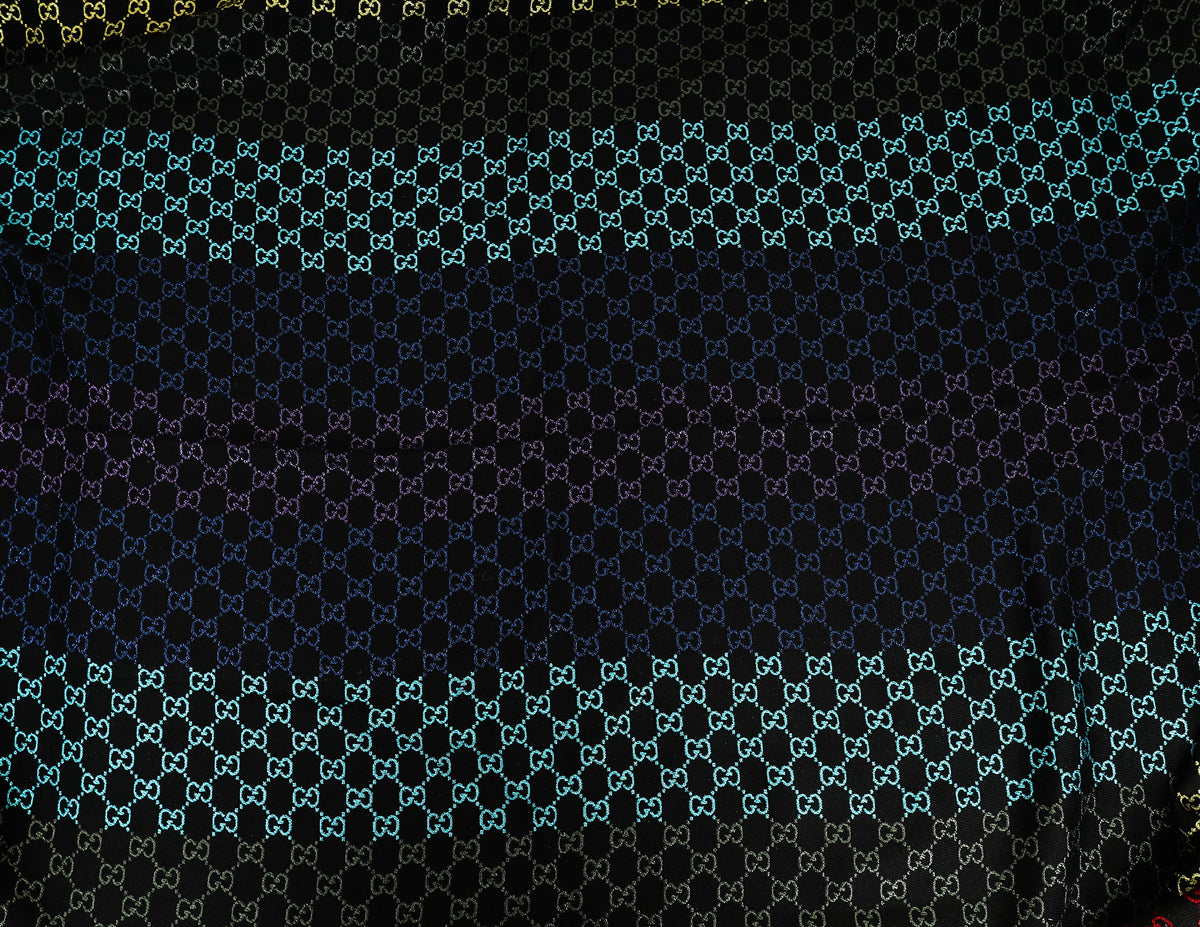 Gucci Black Multicolor Rainbow GG Wool Lane Scarf 130