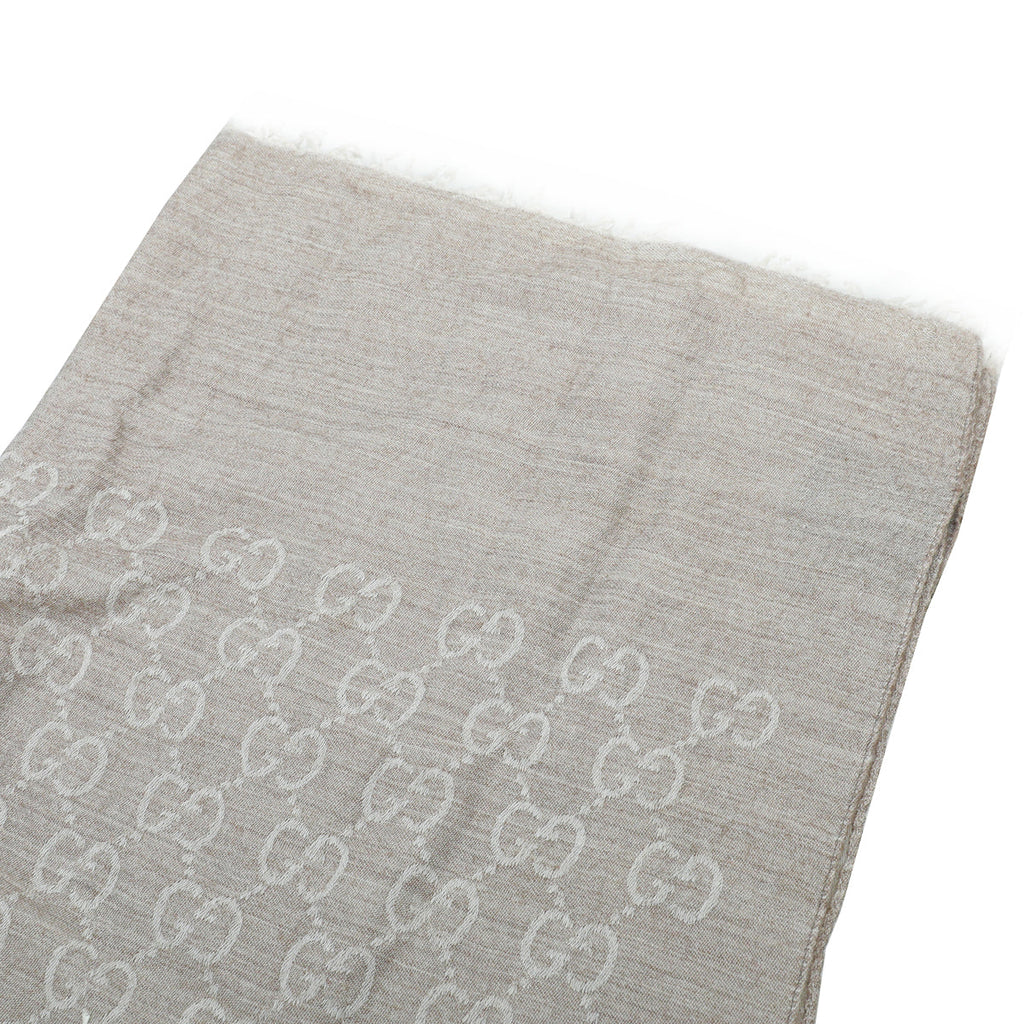 Gucci Beige GG Wool Silk Scarf