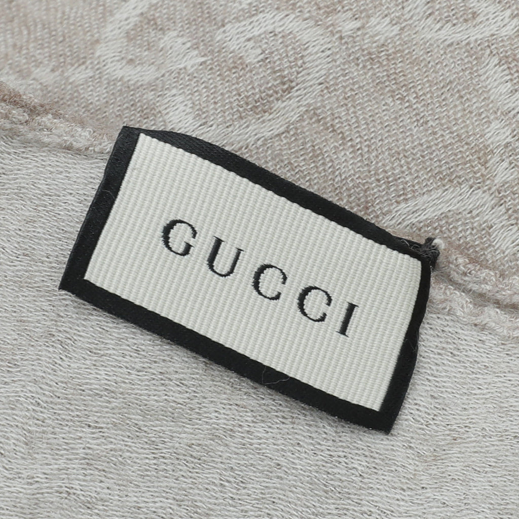 Gucci Beige GG Wool Silk Scarf