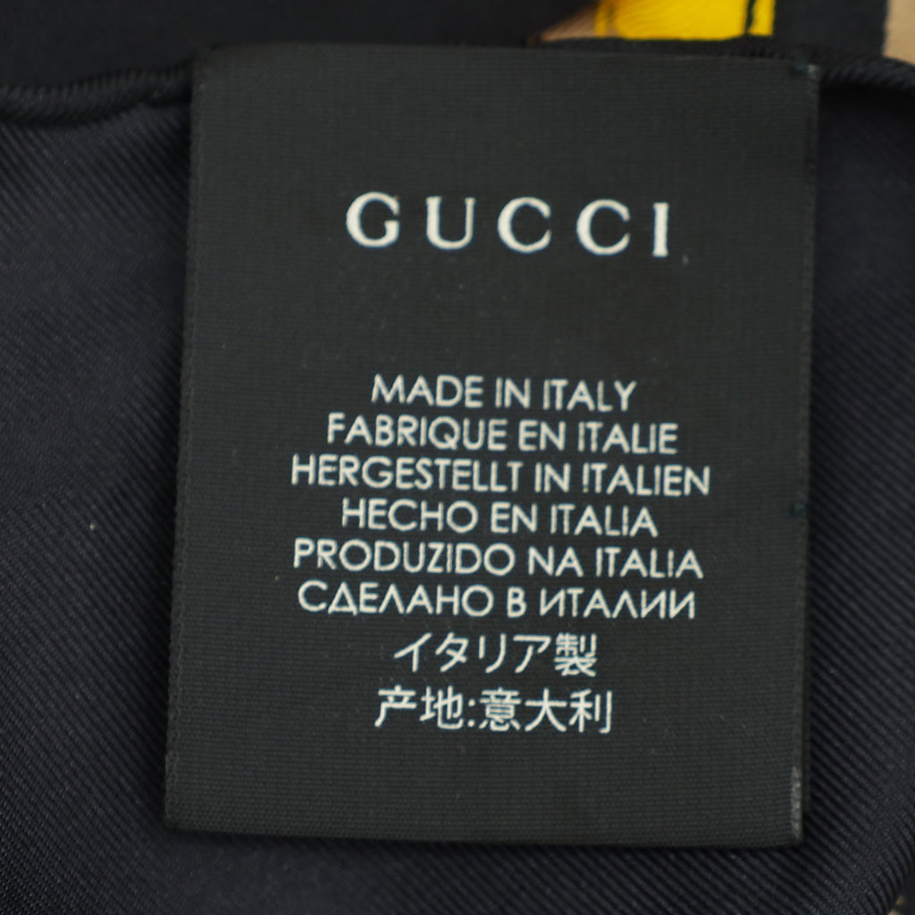 Gucci Tricolor Logo Disco Leopard Square Silk Scarf