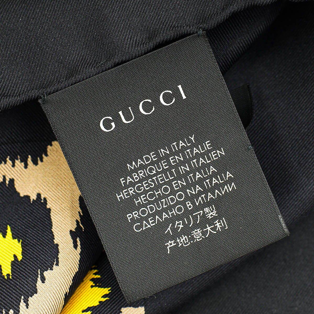 Gucci Tricolor Silk Logo Disco Leopard Square Scarf