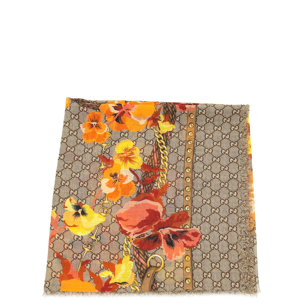 Gucci Multiple Colors GG Flower Square Shawl Wool