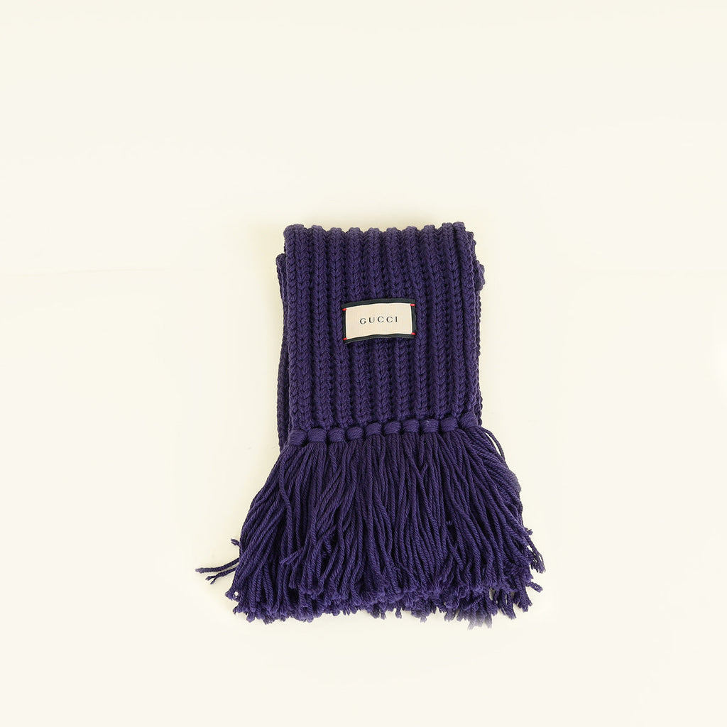 Gucci Dark Indigo Knit Wool Scarf