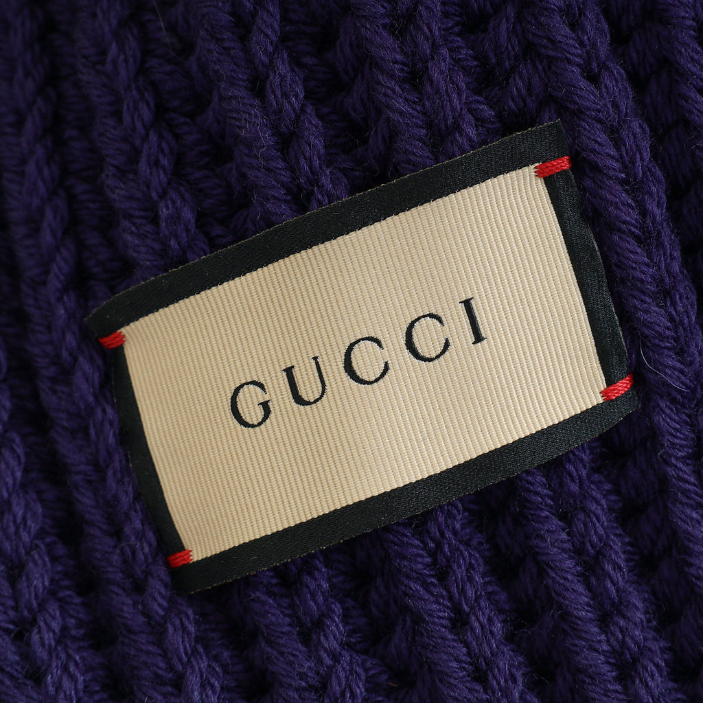 Gucci Dark Indigo Knit Wool Scarf