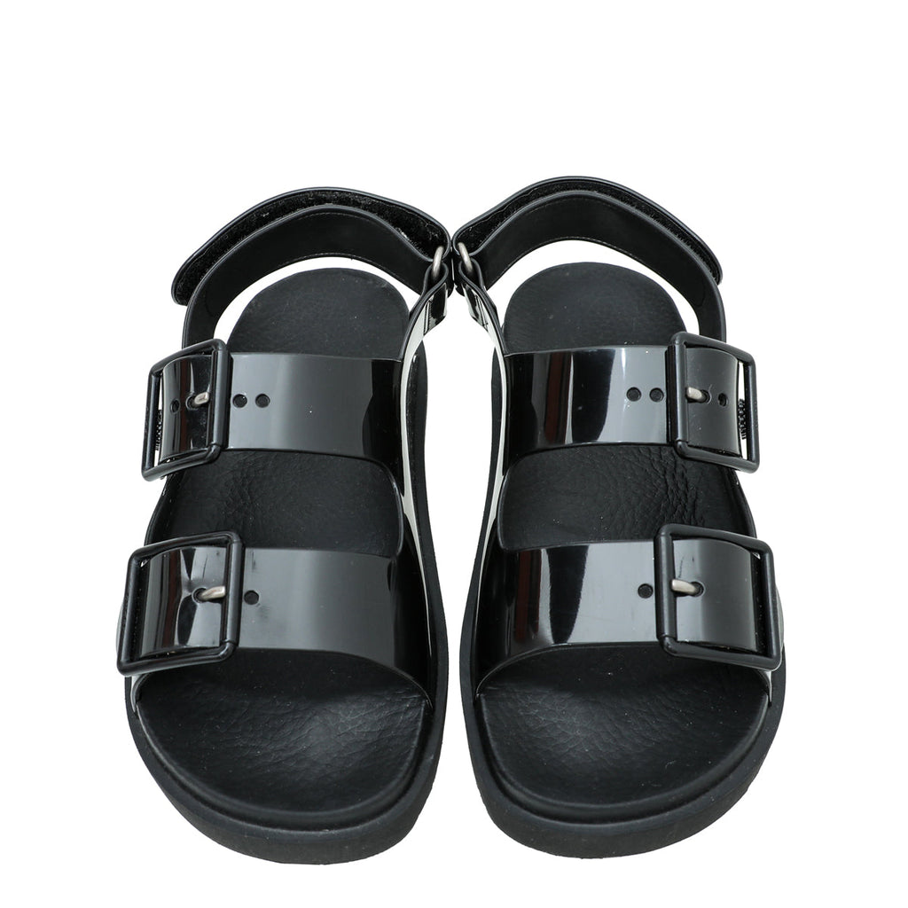 Gucci Black G Rubber Mini Double Sandal 34