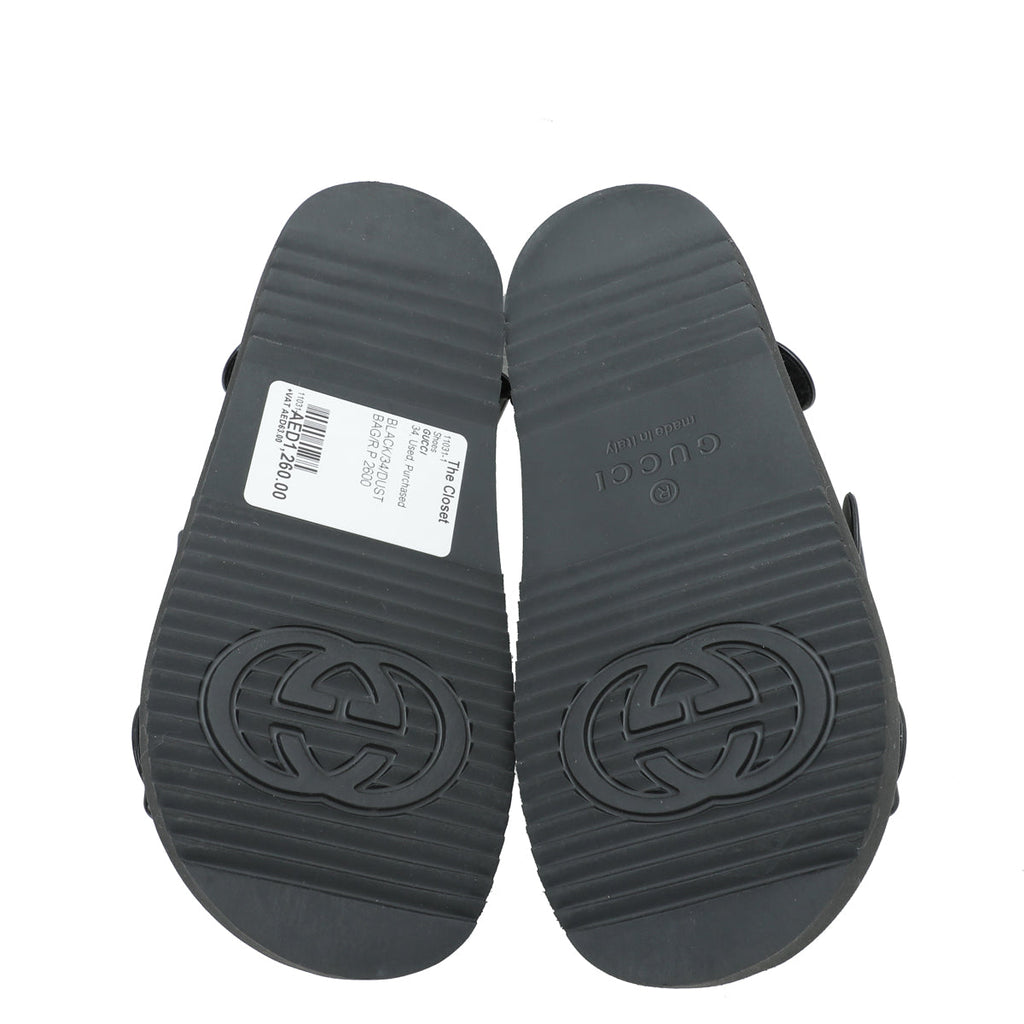 Gucci Black G Rubber Mini Double Sandal 34