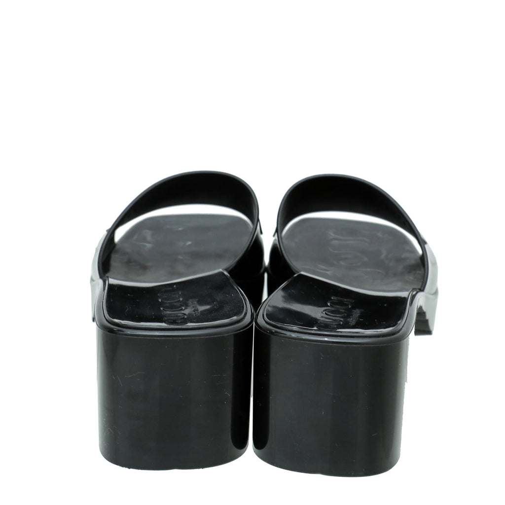 Gucci Black Logo Rubber Slide Sandal 34